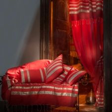 ISTANBUL – Rideau ajustable coton rouge lurex argent 140 x 250 à 280
