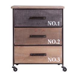 Table de chevet en bois et fer en noir et marron 53x35x64