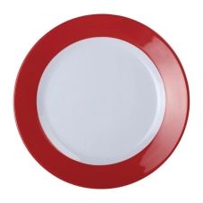 Lot de 6 assiettes plates Ø26cm rouge et blanche