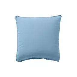 Taie d’oreiller carré lin et coton lavé bleu