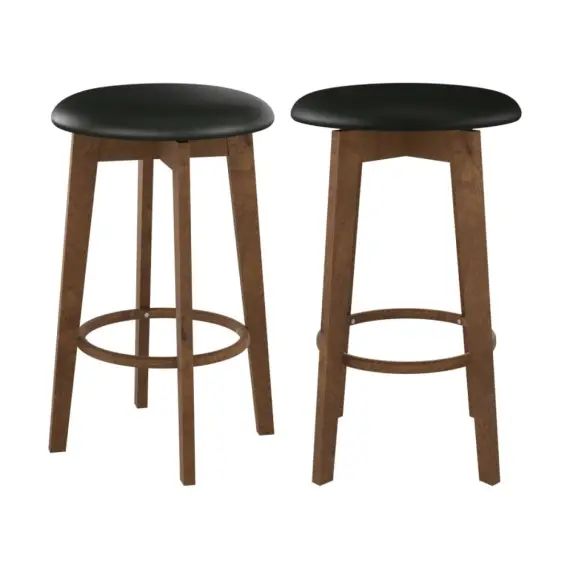 Tabouret de bar mi-hauteur en cuir synthétique noir 66 cm (lot de 2)
