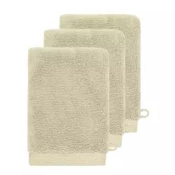 3 gants de toilette zéro twist 560gr/m²  eucalyptus 16×22 cm