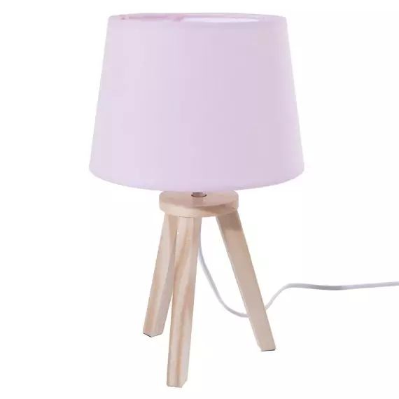 Lampe scandinave 3 pieds en bois rose
