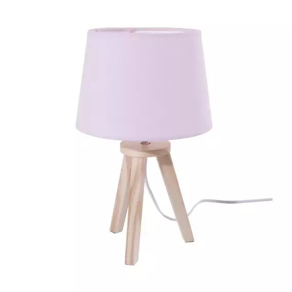 Lampe scandinave 3 pieds en bois rose