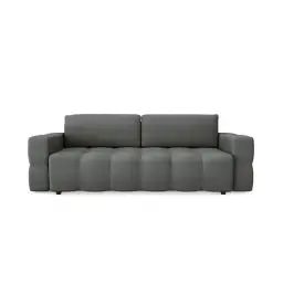 Canapé 4 places convertible coffre noyer tissu tramé gris anthracite