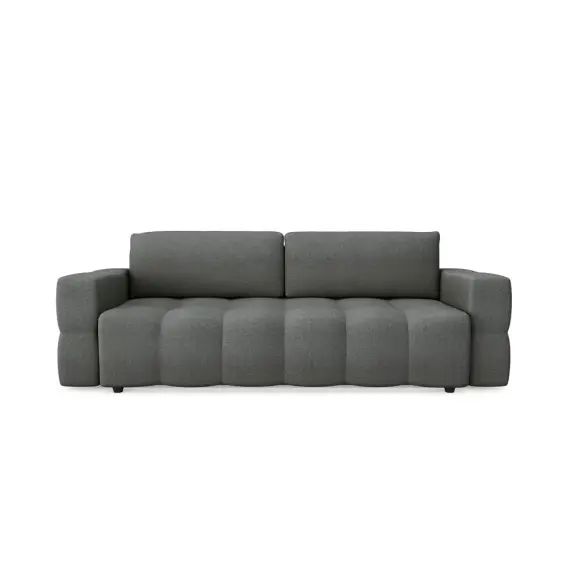 Canapé 4 places convertible coffre noyer tissu tramé gris anthracite