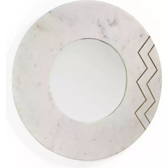 Miroir rond en marbre blanc d69