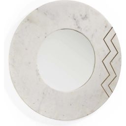 Miroir rond en marbre blanc d69