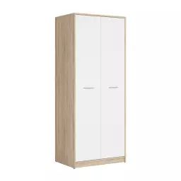 Armoire 2 portes stratifiés naturel et blanc