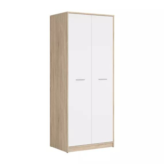 Armoire 2 portes stratifiés naturel et blanc