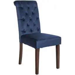 Chaise de salle à manger matelassée en velours Bleu