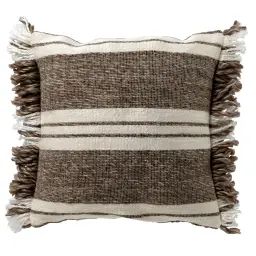 Housse de coussin taupe doux-45×45 cm avec motif rayé