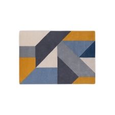 Holden, grand tapis à motifs géométriques en laine tuftée à la main 160 x 230 cm, bleu bleuet