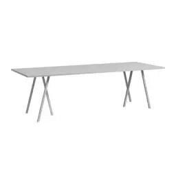 Table rectangulaire Loop en Métal, Acier laqué – Couleur Gris – 160 x 65 x 74 cm – Designer Leif Jorgensen