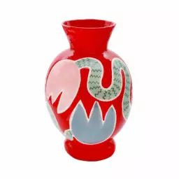 Vase Vase en Céramique, Grès – Couleur Rouge – 18 x 18 x 28 cm – Designer Laëtitia Rouget