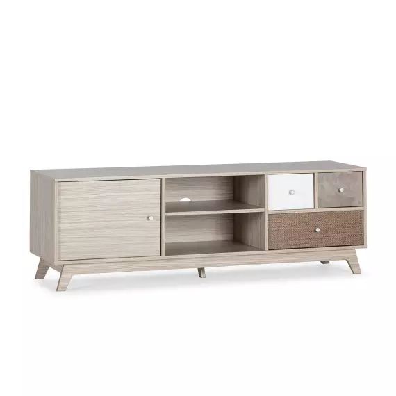 Meuble TV 1 porte et 3 tiroirs multicolores