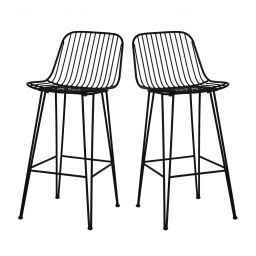 Ombra – Lot de 2 chaises de bar design en métal 67cm – Couleur – Noir