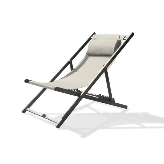 Chilienne de jardin en toile plastifiée grise et aluminium anthracite