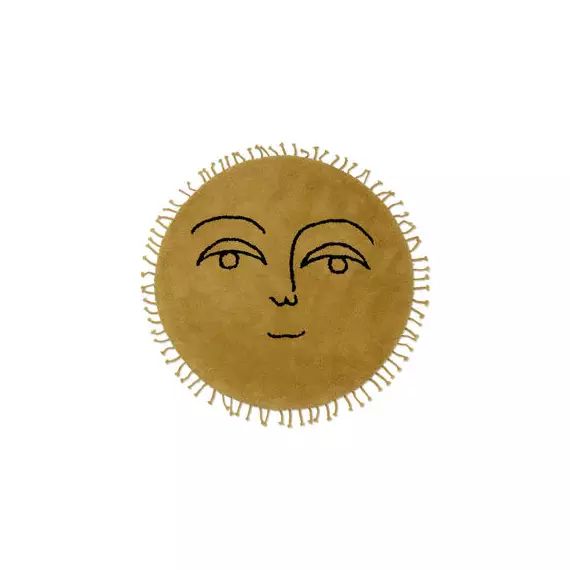 Tapis Sun en Tissu, Laine de Nouvelle-Zélande – Couleur Jaune – 41.6 x 41.6 x 41.6 cm