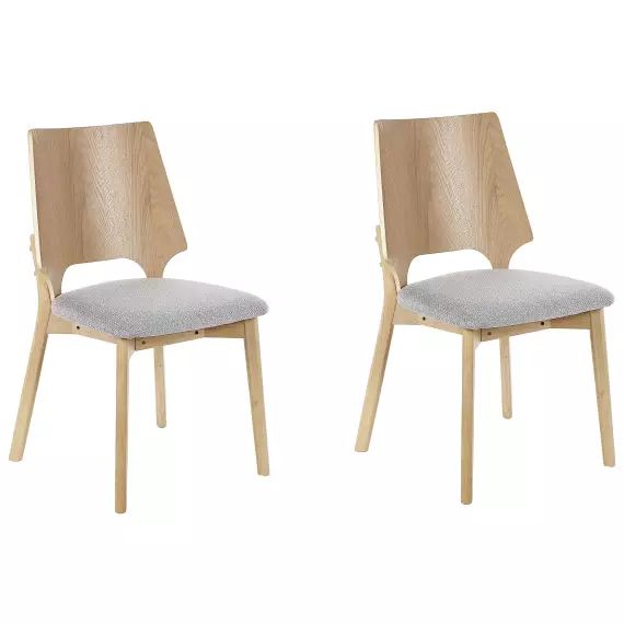 Lot de 2 chaises de salle à manger bois clair et gris