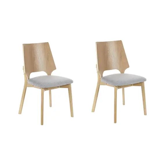 Lot de 2 chaises de salle à manger bois clair et gris
