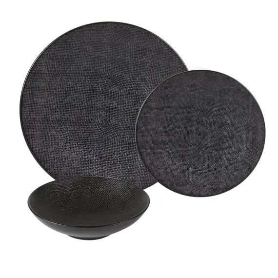 Service d&rsquo;assiettes    18 pièces en grès  noir