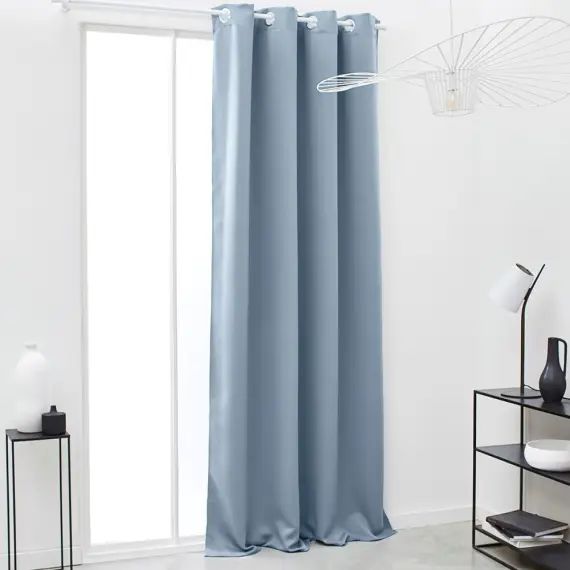 Rideau occultant uni en Polyester Bleu ardoise 140×240 cm