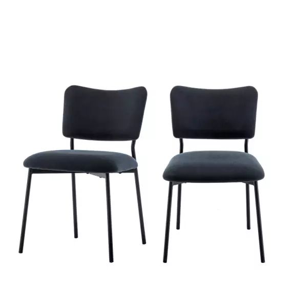 Vander – Lot de 2 chaises en velours côtelé et métal – Couleur – Ardoise