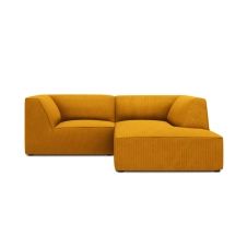 Canapé d’angle 3 places velours côtelé jaune