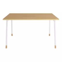 K2 Table réu carrée 120x120cm BUT PRO imitation hêtre et blanc