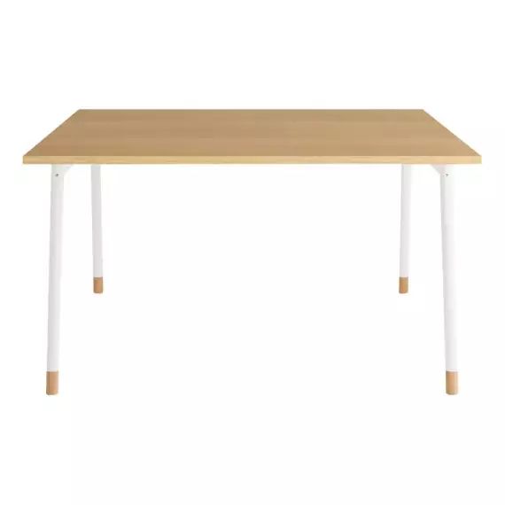 K2 Table réu carrée 120x120cm BUT PRO imitation hêtre et blanc