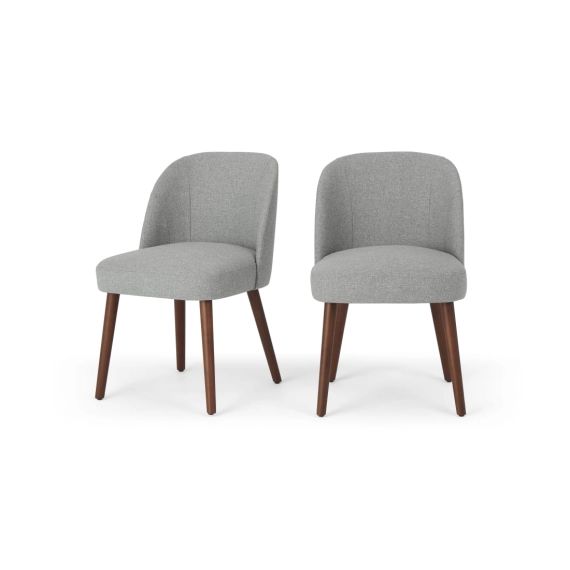Swinton, lot de 2 chaises, gris montagne et pieds en bois teinté foncé