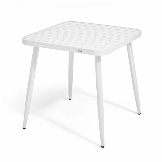 Table de jardin carrée en aluminium blanc