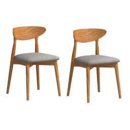 Lot de 2 chaises en bois et tissu recyclé couleur gris