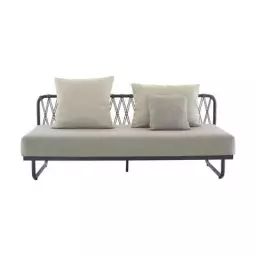 Canapé de jardin 2 places Valmer en Tissu, Tissu outdoor – Couleur Gris – 201 x 90 x 78 cm – Designer Guggenbichler Design