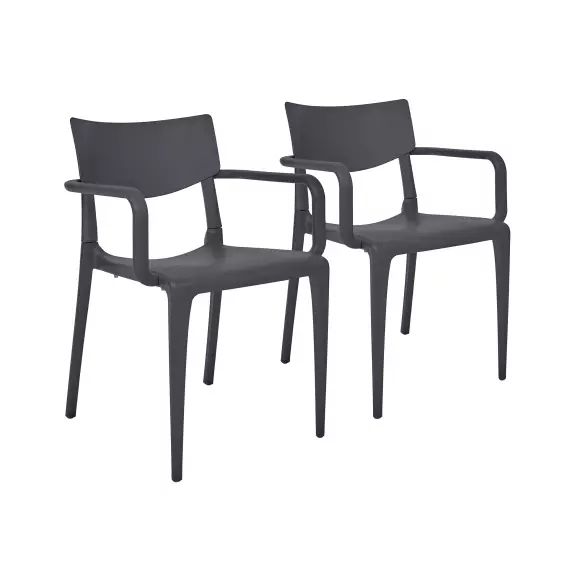 Lot de 2 fauteuils de jardin en polypropylène renforcé anthracite