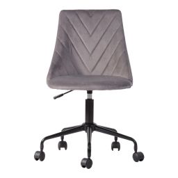 Chaise de bureau en velours gris avec détails graphiques