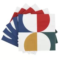 Serviette en papier imprimé géométrique multicolore (x20)
