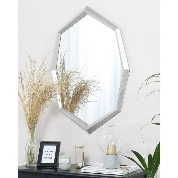 Miroir mural argenté 91 x 66 cm