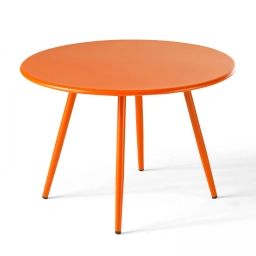 Table basse de jardin ronde en métal orange