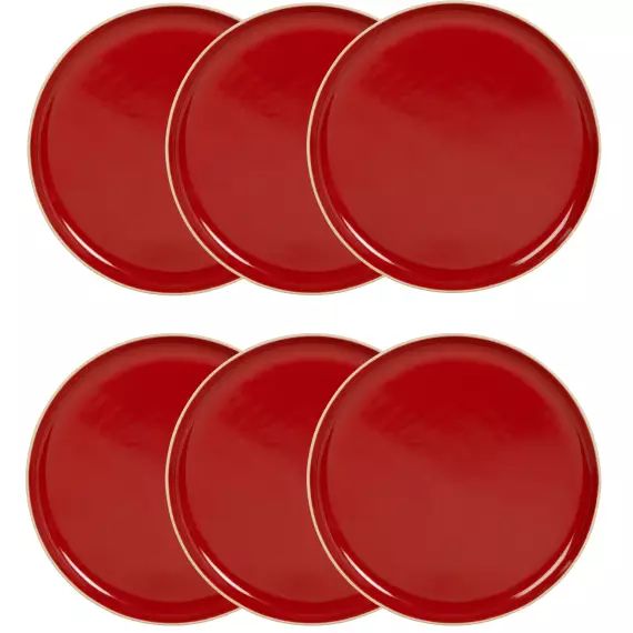 Assiette plate en grès rouge et blanc
