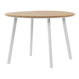 Table de jardin en bois synthétique et aluminium blanc D105cm