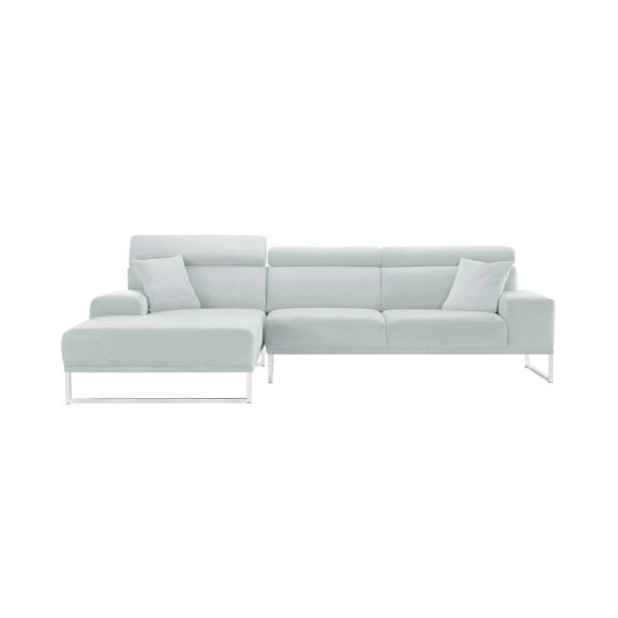 Canapé d’angle gauche 5 places en velours gris pastel