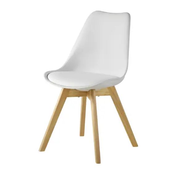 Chaise style scandinave blanc éclatant et hévéa