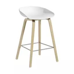 Tabouret de bar About a stool en Plastique, Chêne savonné – Couleur Blanc – 47 x 43 x 75 cm – Designer Hee Welling