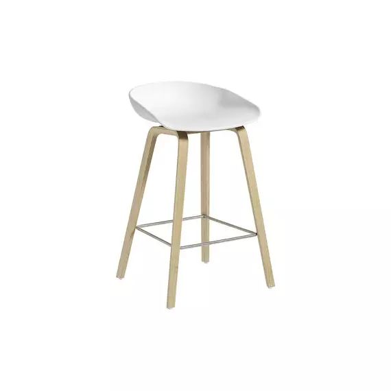 Tabouret de bar About a stool en Plastique, Chêne savonné – Couleur Blanc – 47 x 43 x 75 cm – Designer Hee Welling