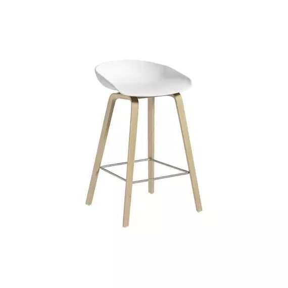 Tabouret de bar About a stool en Plastique, Chêne savonné – Couleur Blanc – 47 x 43 x 75 cm – Designer Hee Welling