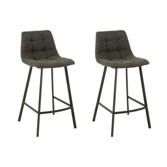 Chaise de bar en tissu et en métal noir ( lot de 2)