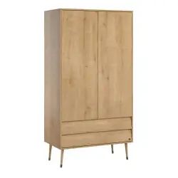 Armoire 2 Portes 2 Tiroirs avec Penderie –  L100 x H191 cm – Marron