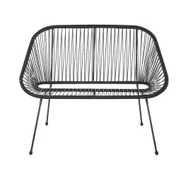 Banc de jardin spaghetti en polyrotin noir 114 cm